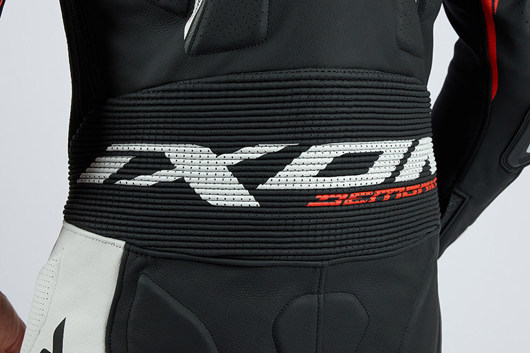 IXON Demonio Combinaison une pièce Combinaison en cuir – Combinaison de course perforée | Homme | Rouge/Noir/Blanc 