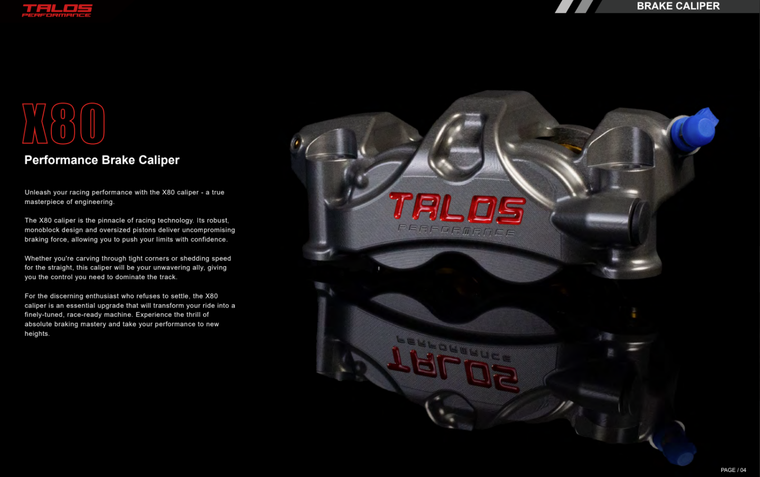 Talos X80 SBK Racing Monobloc P4 34/38 108mm étrier de frein avant droit | X80.108.HD.R 