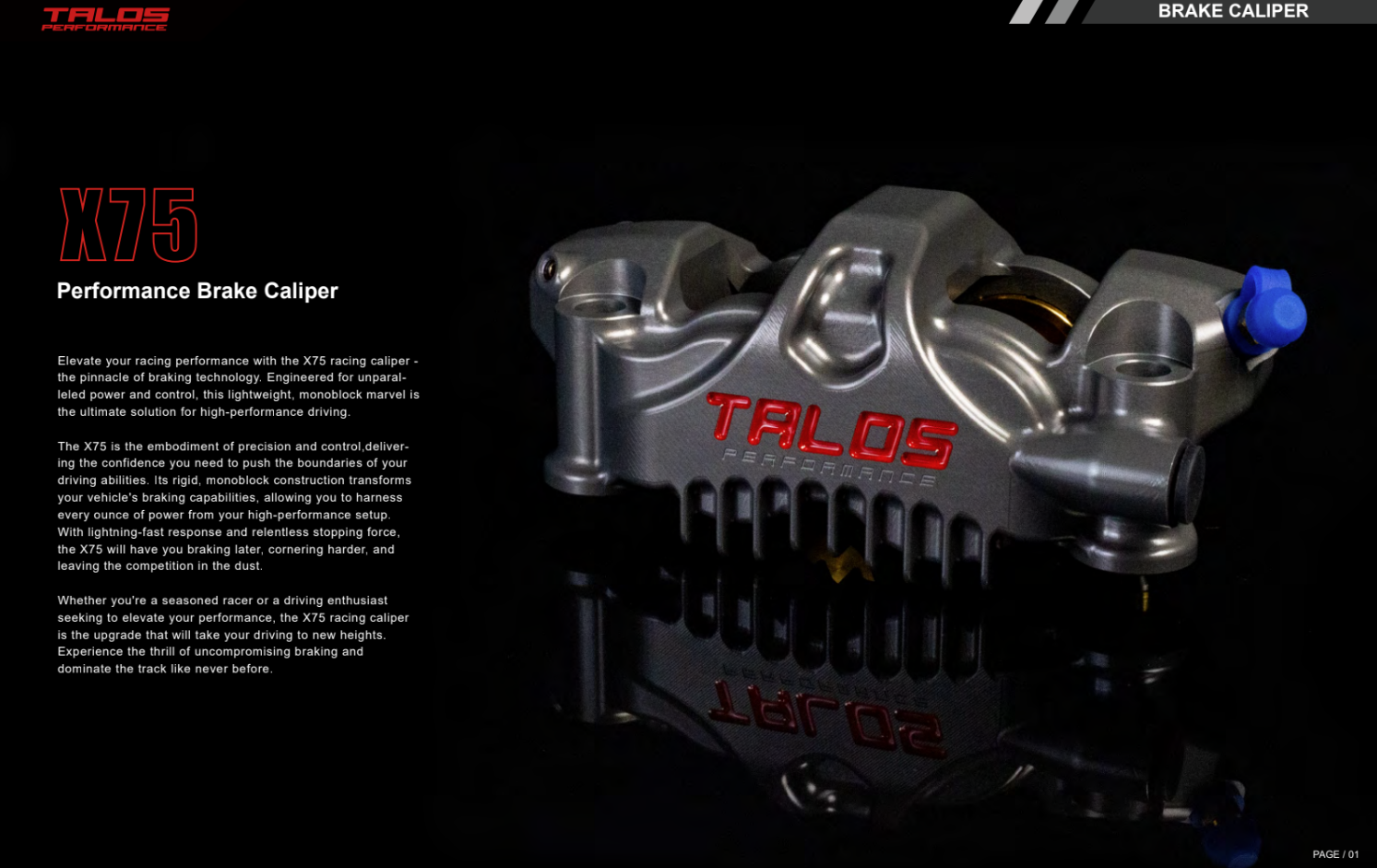 Talos X75 SBK Racing Monoblock P4 32/36 108mm étrier de frein avant droit | X75.108.HD.R 