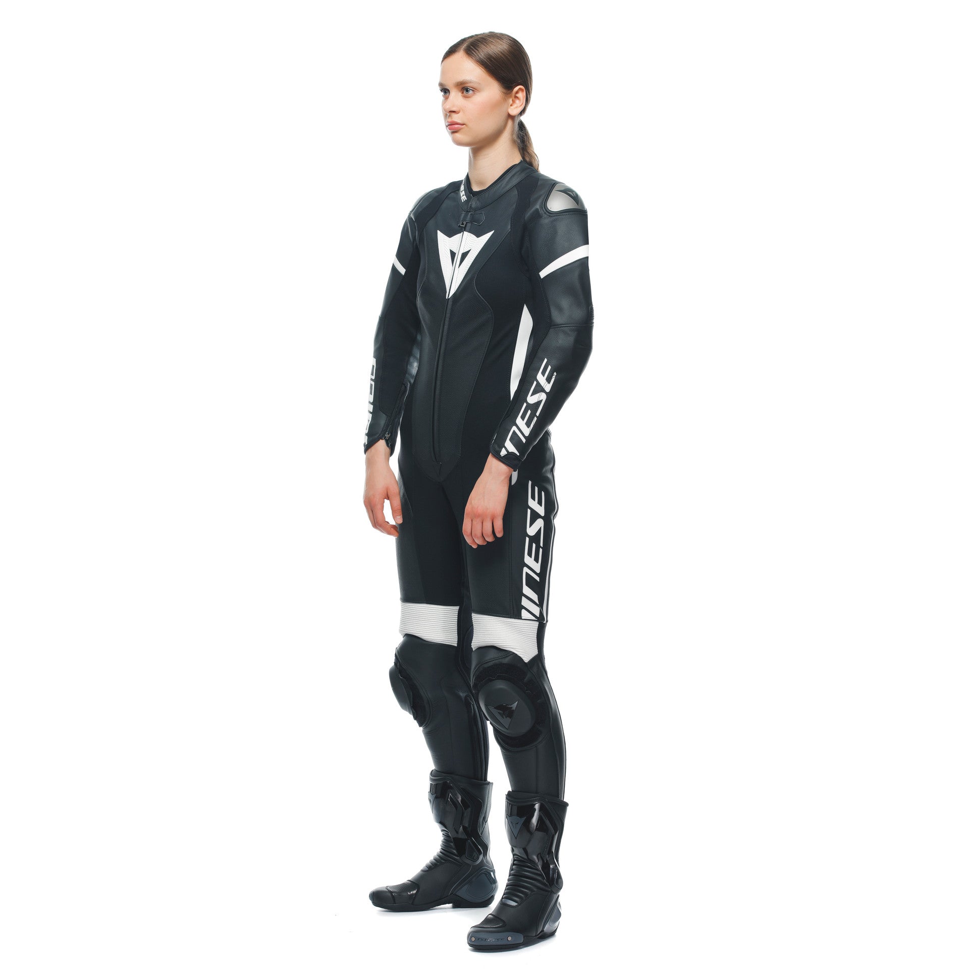 Dainese Grobnik Lady combinaison en cuir une pièce – Combinaison de course perforée | Femmes | Noir/Blanc 