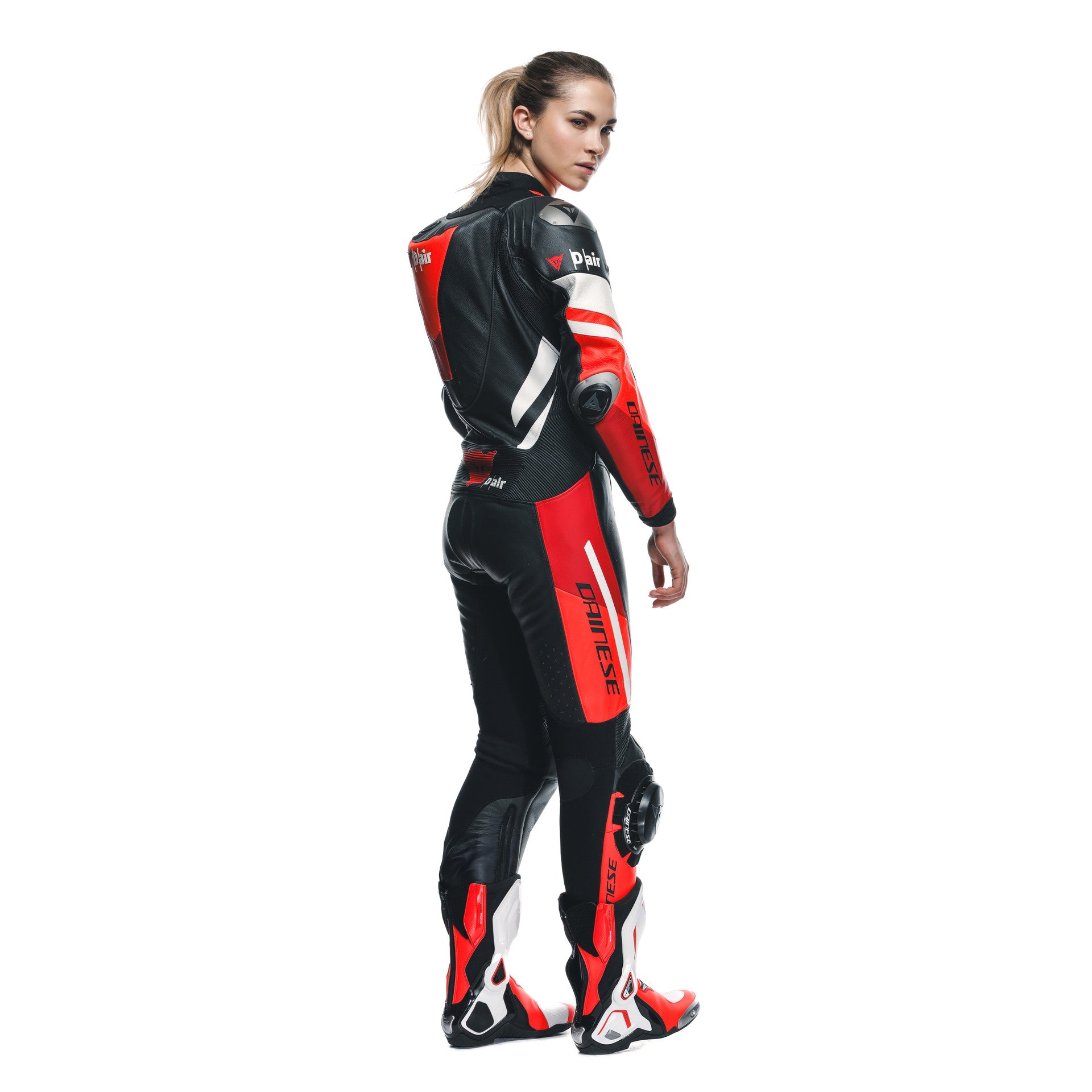 Dainese Misano 3 Lady D-AIR® combinaison en cuir à une pièce – combinaison de course à airbag perforé | Femmes | Rouge 