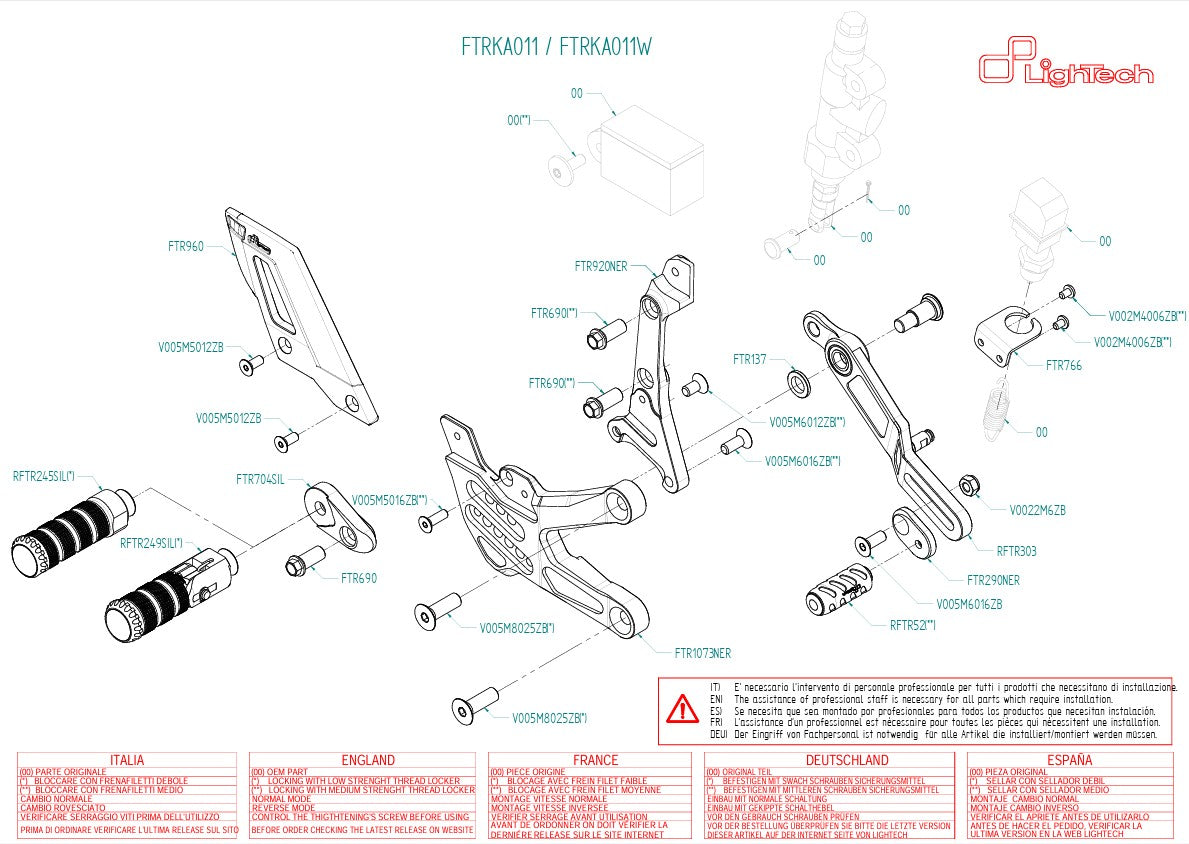 Système de freinage LighTech Kawasaki ZX-10 R/RR (21-25) FTRKA011/W 