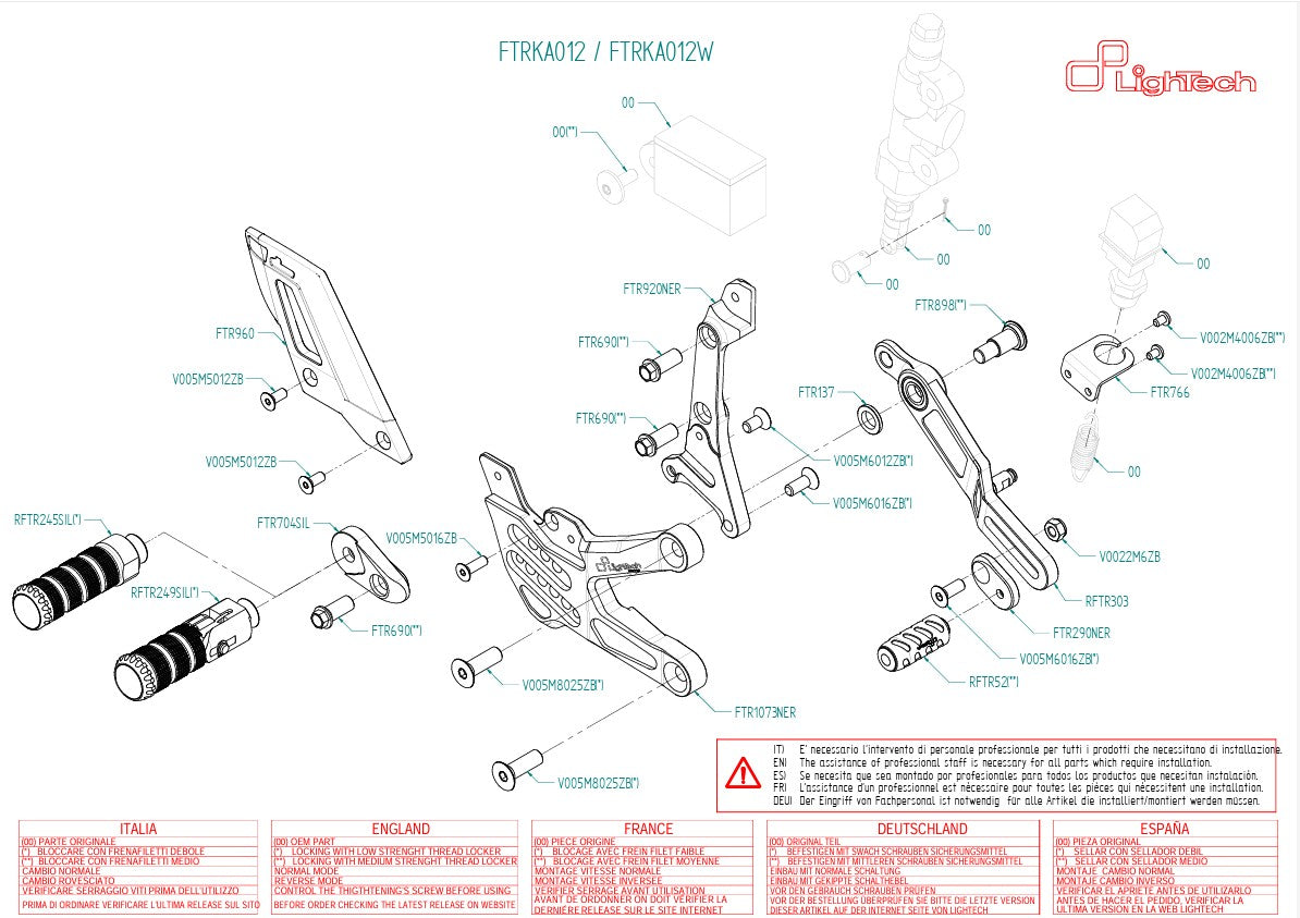 Système de freinage LighTech inverse pour Kawasaki ZX-10 R/RR (21-25) FTRKA012/W 