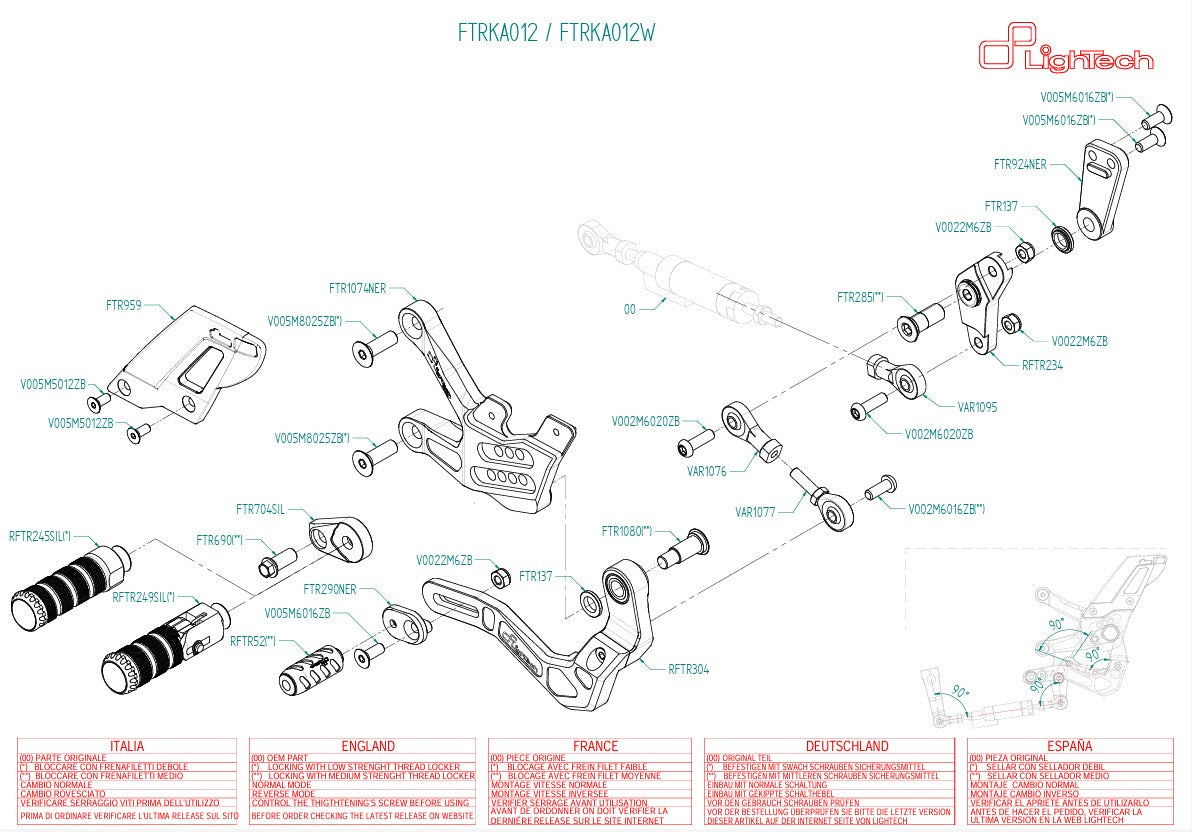 Système de freinage LighTech inverse pour Kawasaki ZX-10 R/RR (21-25) FTRKA012/W 
