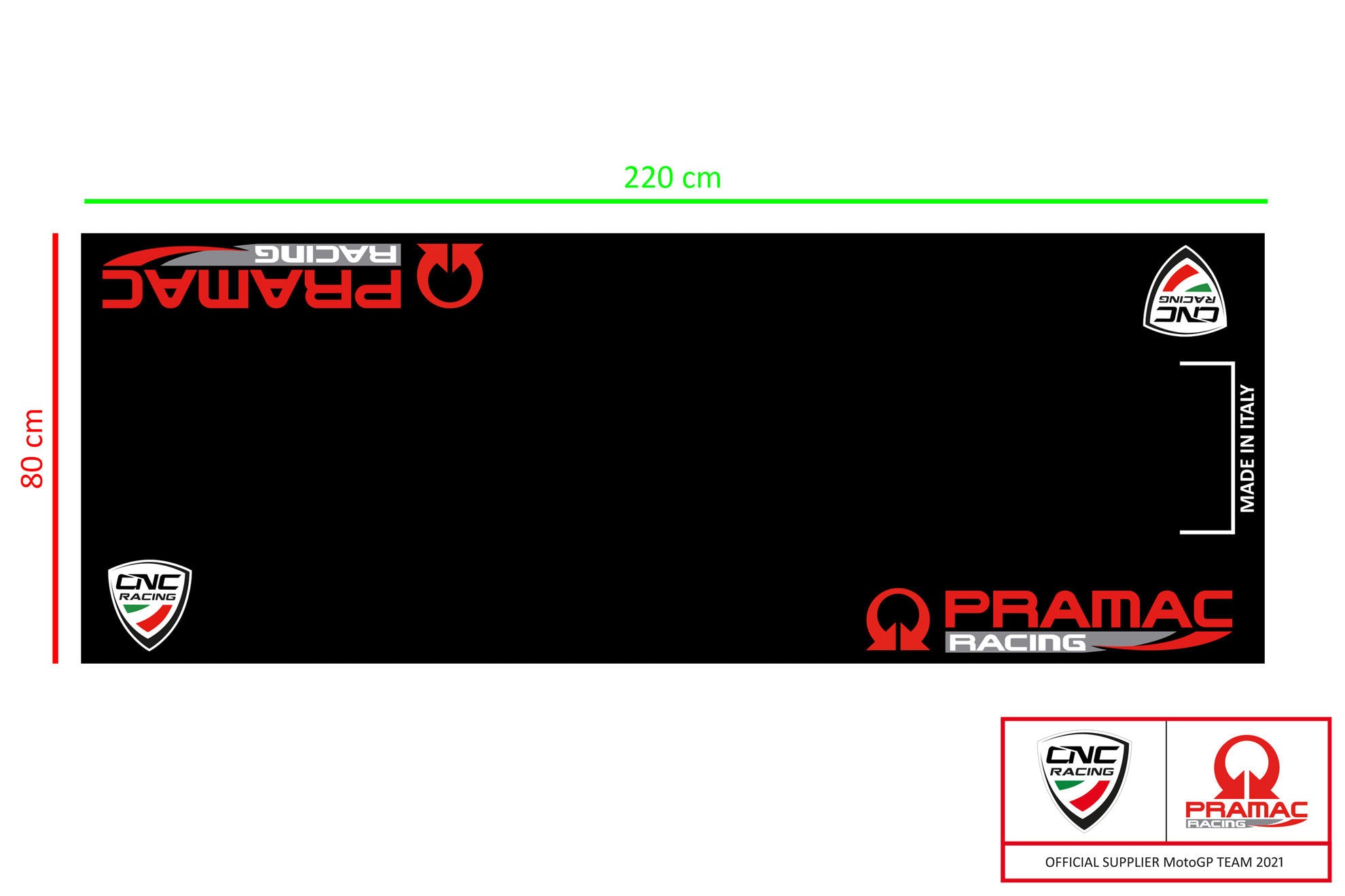 Tapis de boxe et de garage pour moto 220 x 80 cm Pramac Racing Édition Limitée CNC Racing GA003BPR 