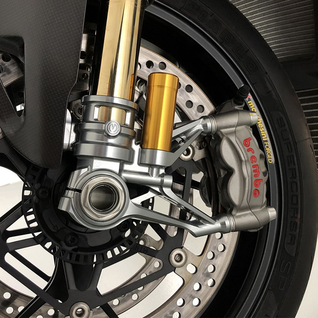 Set de pieds de fourche CNC 100 mm « GP Style » Motocorse Ducati Panigale V4/S/R (18-24) 