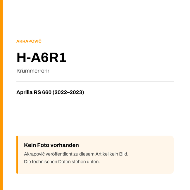 Akrapovic Krümmerrohr Aprilia RS 660 (22-23) H-A6R1 — Platzhalter, kein Herstellerfoto verfügbar