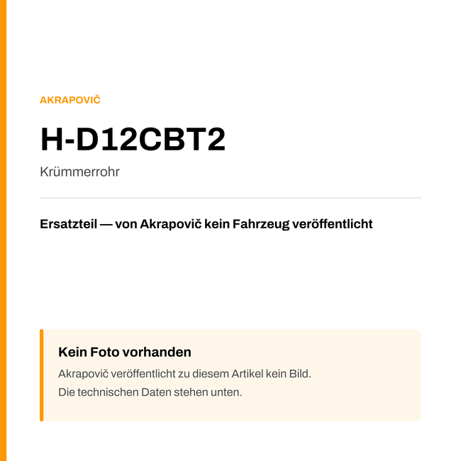 Akrapovic Krümmerrohr H-D12CBT2 — Platzhalter, kein Herstellerfoto verfügbar