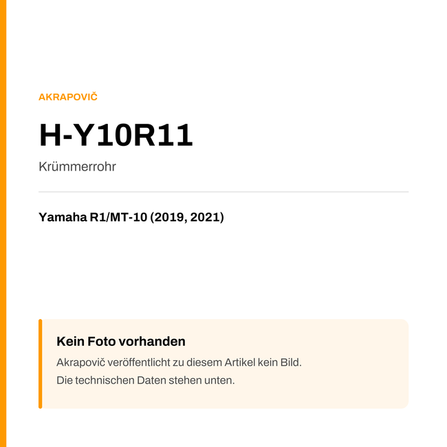 Akrapovic Krümmerrohr Yamaha R1 / MT-10 (19-21) H-Y10R11 — Platzhalter, kein Herstellerfoto verfügbar