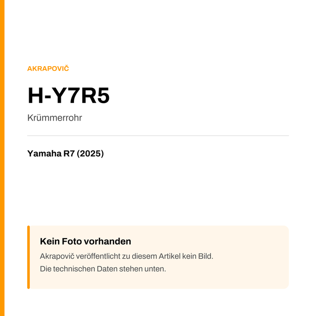 Akrapovic Krümmerrohr Yamaha R7 (25-25) H-Y7R5 — Platzhalter, kein Herstellerfoto verfügbar