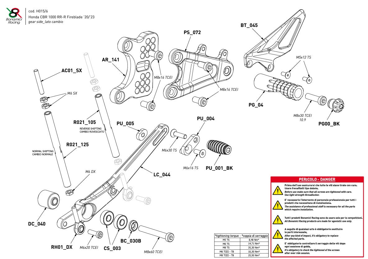 Système de fraisage/usinage Bonamici Racing Honda CBR 1000 RR-R SC82 (20-26) H016 