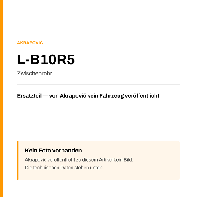 Akrapovic Zwischenrohr L-B10R5 — Platzhalter, kein Herstellerfoto verfügbar