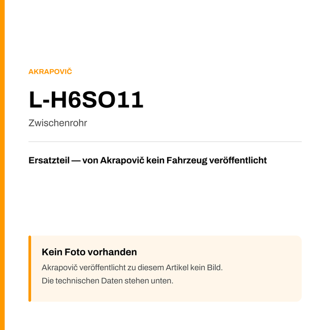 Akrapovic Zwischenrohr L-H6SO11 — Platzhalter, kein Herstellerfoto verfügbar