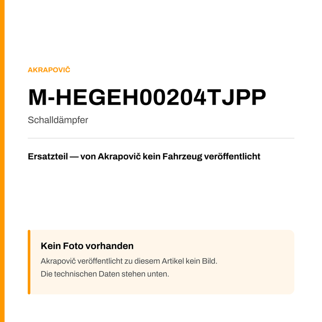 Akrapovic Schalldämpfer M-HEGEH00204TJPP — Platzhalter, kein Herstellerfoto verfügbar
