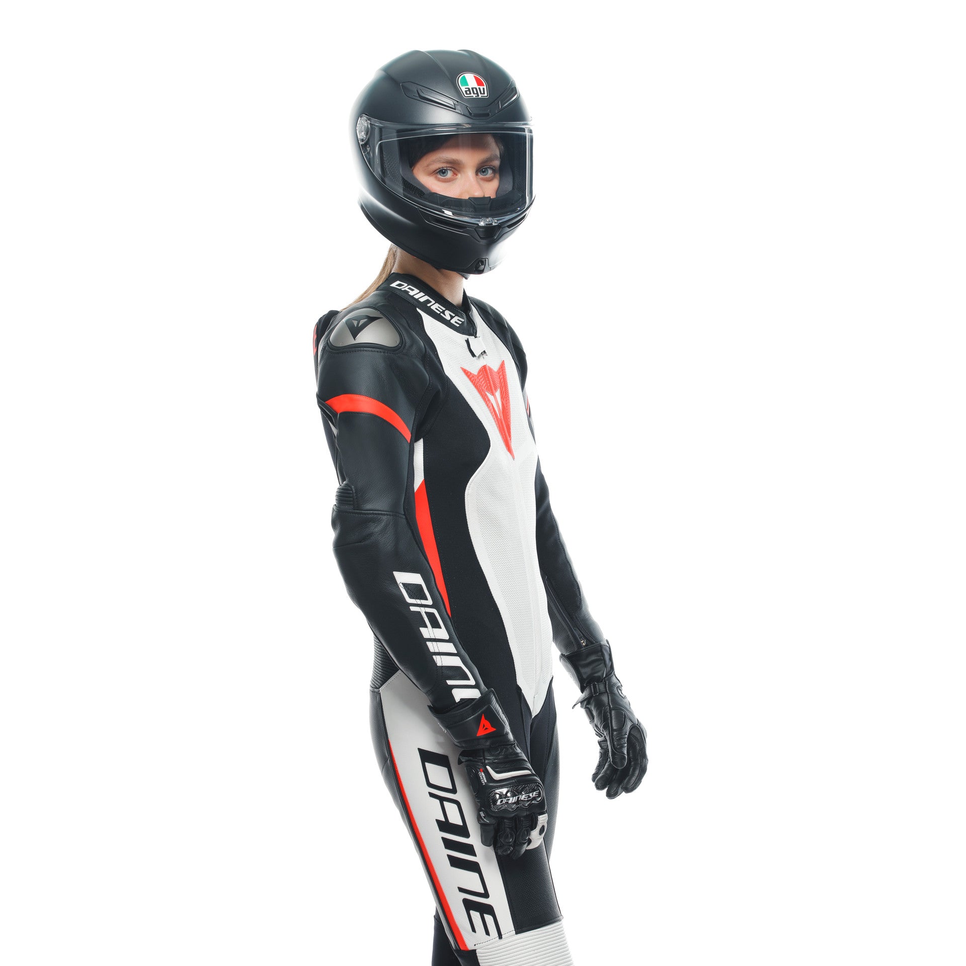 Dainese Grobnik Lady combinaison en cuir intégrale – combinaison de course perforée | Femmes | Blanc/Rouge 