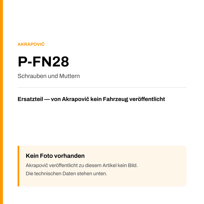 Akrapovic Schrauben und Muttern P-FN28 — Platzhalter, kein Herstellerfoto verfügbar