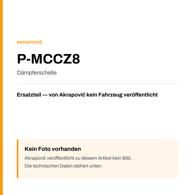 Akrapovic Dämpferschelle P-MCCZ8 — Platzhalter, kein Herstellerfoto verfügbar