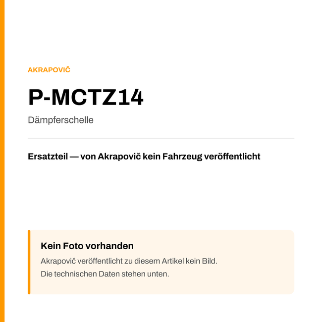 Akrapovic Dämpferschelle P-MCTZ14 — Platzhalter, kein Herstellerfoto verfügbar