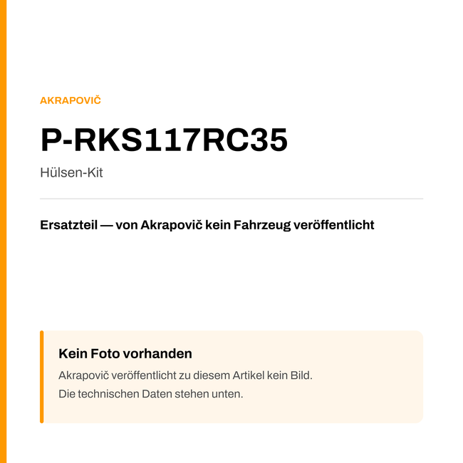Akrapovic Hülsen-Kit P-RKS117RC35 — Platzhalter, kein Herstellerfoto verfügbar