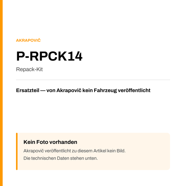 Akrapovic Repack-Kit P-RPCK14 — Platzhalter, kein Herstellerfoto verfügbar