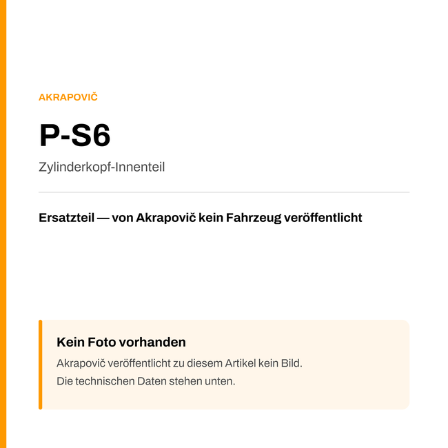 Akrapovic Zylinderkopf-Innenteil P-S6 — Platzhalter, kein Herstellerfoto verfügbar