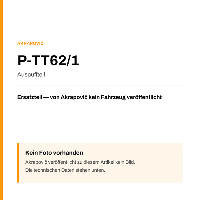 Akrapovic Auspuffteil P-TT62/1 — Platzhalter, kein Herstellerfoto verfügbar