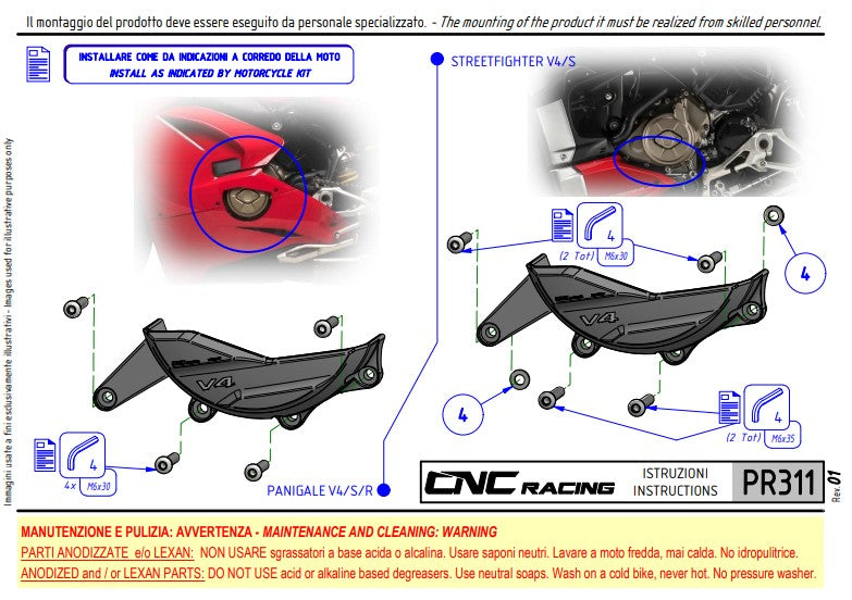 Protection de couvercle de générateur en aluminium Pramac Racing Édition limitée CNC Racing Ducati Panigale V4/S (2025) PR311BPR 