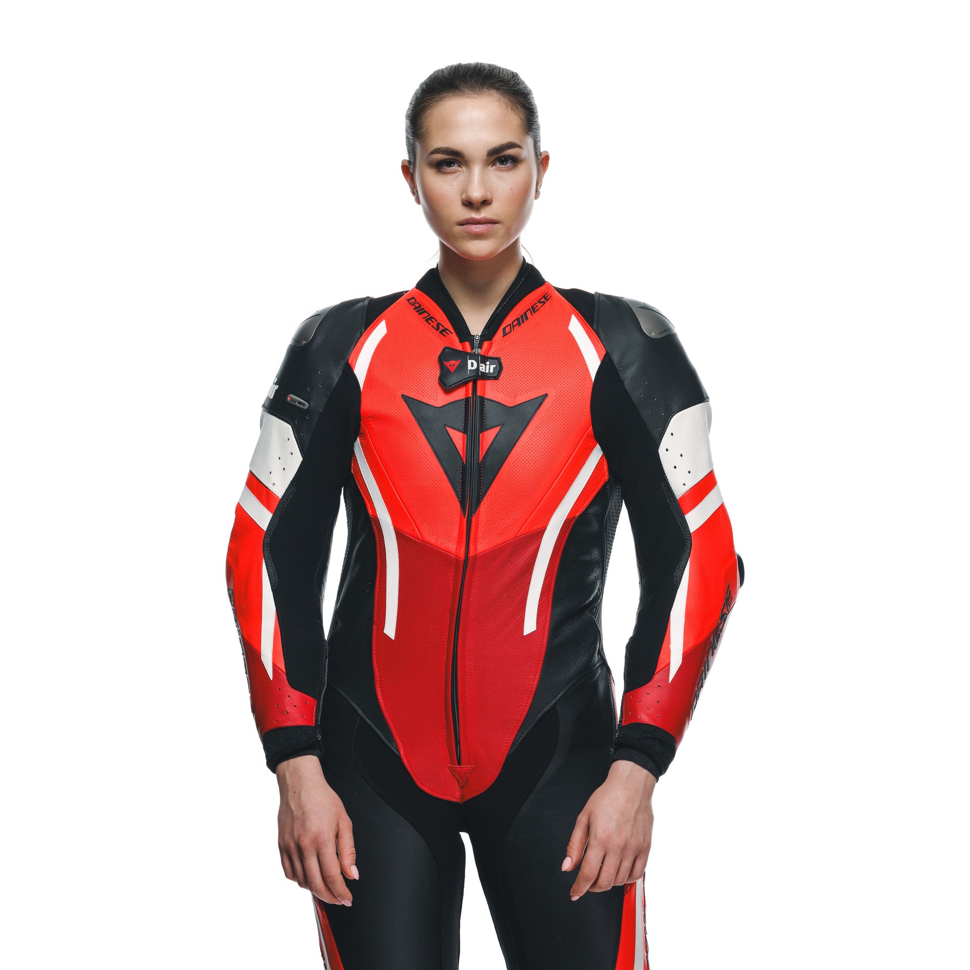 Dainese Misano 3 Lady D-AIR® combinaison en cuir à une pièce – combinaison de course à airbag perforé | Femmes | Rouge 