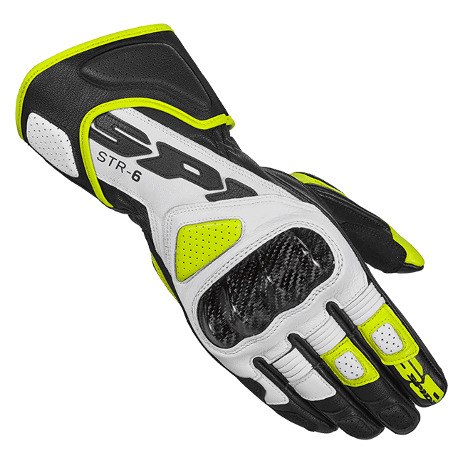 Gants de moto en cuir Spidi STR-6 Racing | Hommes | Noir/Jaune fluo | A221394 