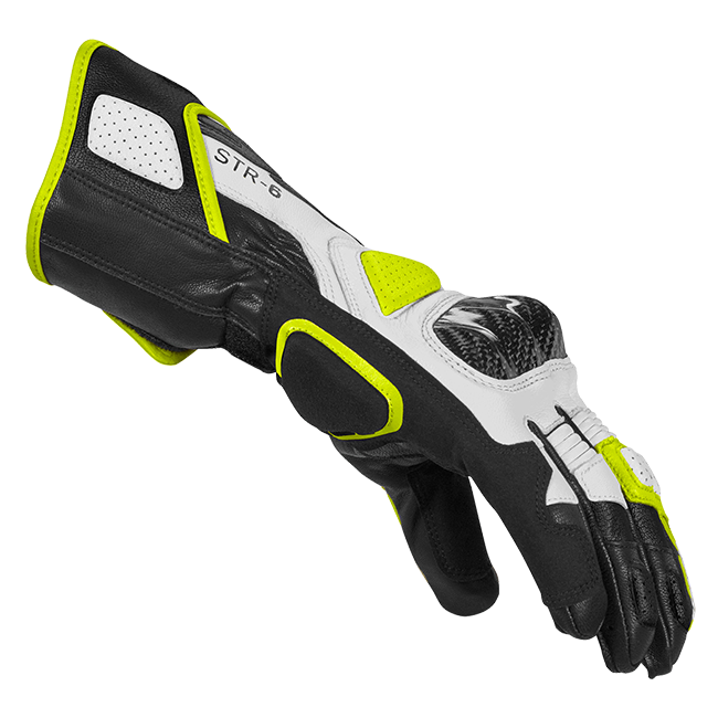 Gants de moto en cuir Spidi STR-6 Racing | Hommes | Noir/Jaune fluo | A221394 