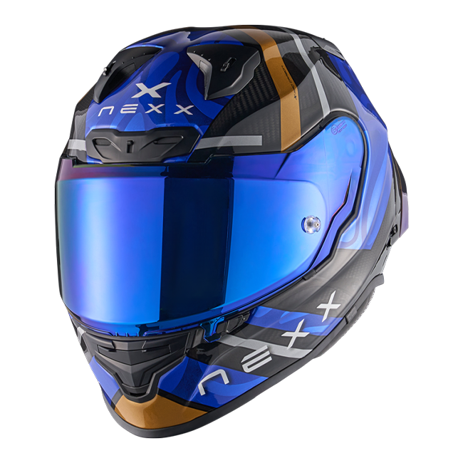 Casque Nexx X.R3R Swirl Carbone Bleu Foncé Or 01XR323489126 