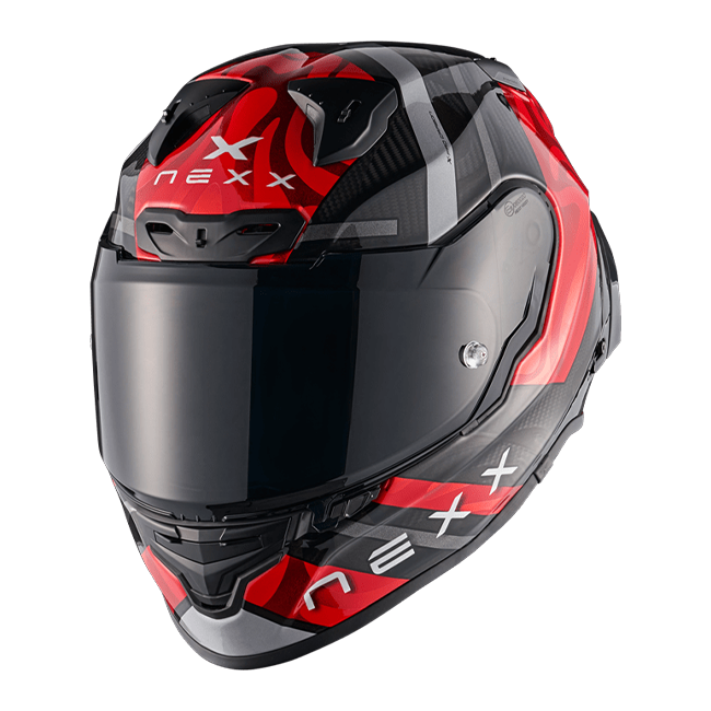 Casque Nexx X.R3R Swirl Carbone Rouge Argent 01XR323489023 