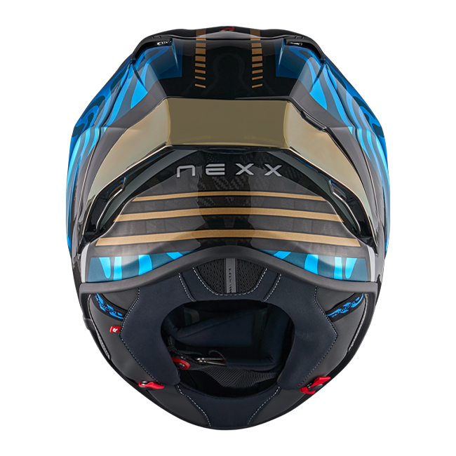 Casque Nexx X.R3R Swirl Carbone Bleu Ciel Or 01XR323489780 