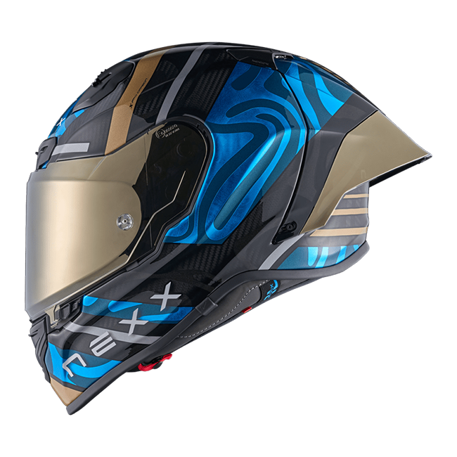 Casque Nexx X.R3R Swirl Carbone Bleu Ciel Or 01XR323489780 