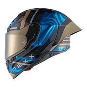 Casque Nexx X.R3R Swirl Carbone Bleu Ciel Or 01XR323489780 