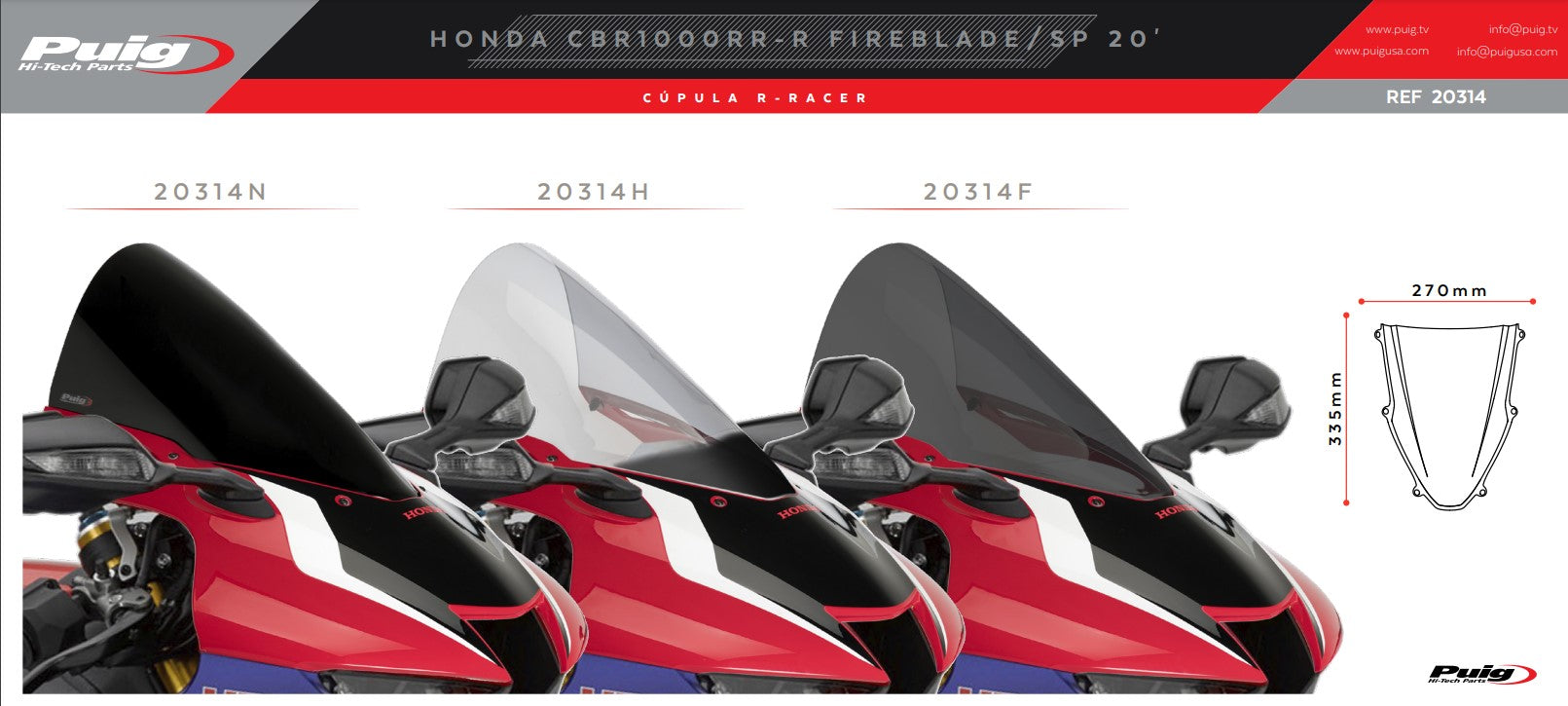 Pare-brise Puig R-Racer Honda CBR 1000 RR-R SC82 (20-25) 20314 