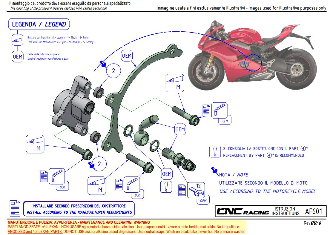 Cylindre récepteur d'embrayage CNC Racing Ducati Panigale V4/S (2025) AF601 
