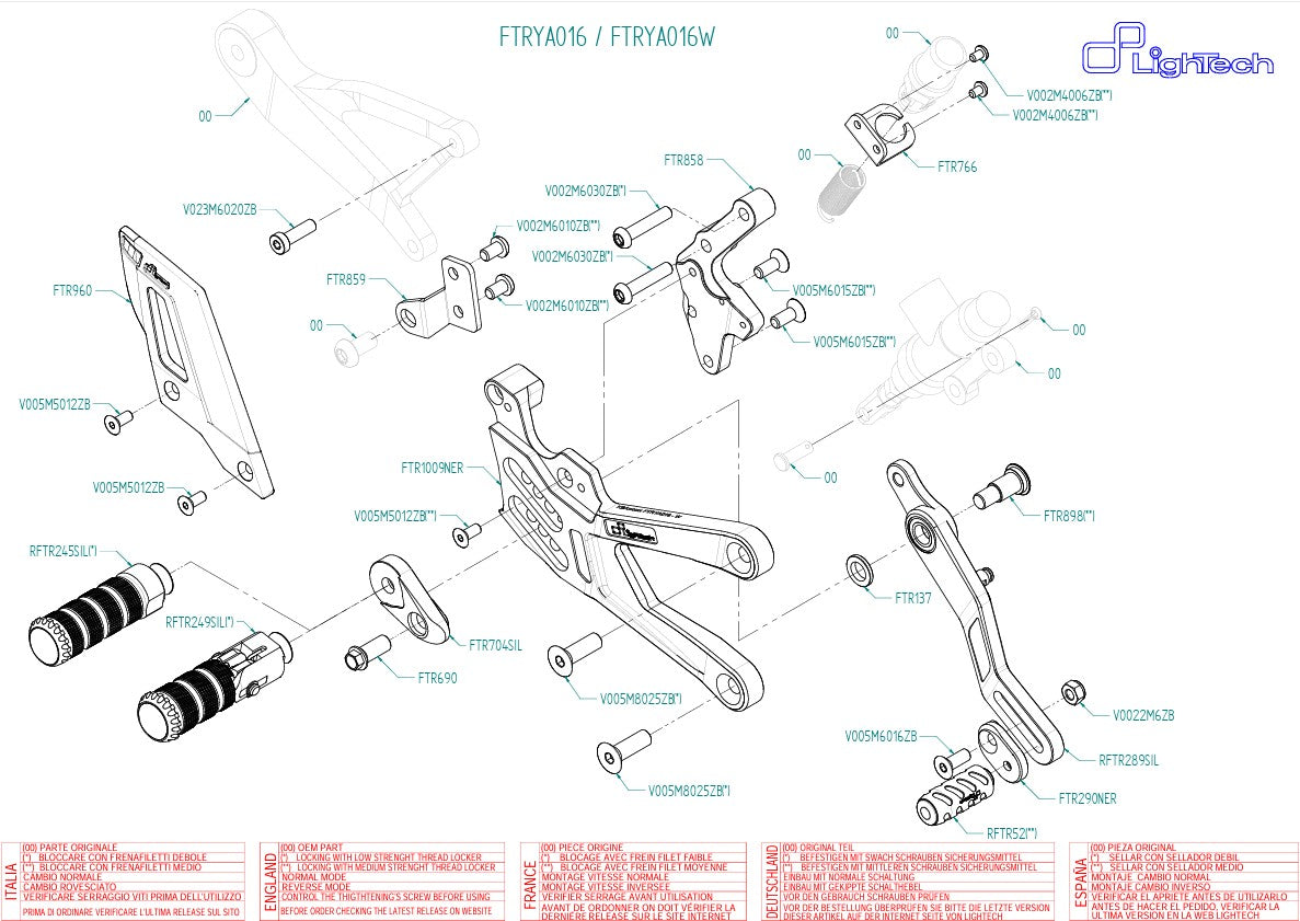 Kit de fraisage LighTech Yamaha YZF-R1/M RN32, RN49 & RN65 (15-26) FTRYA016 