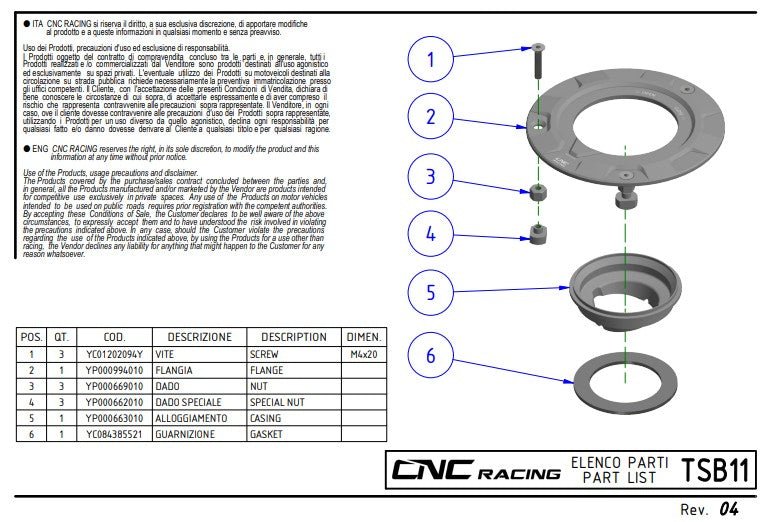 Bouchon de réservoir CNC Racing Ducati Panigale V4/S (2025) TSB11 