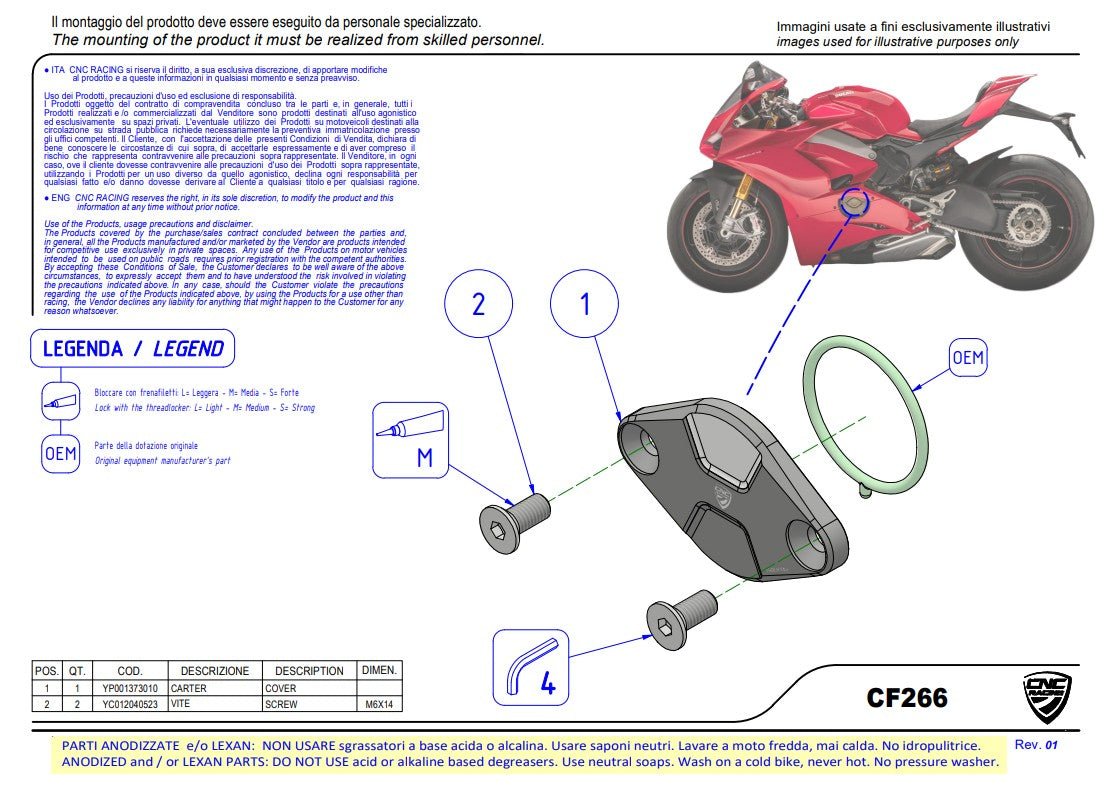 Cap de distribution / Couvercle d'inspection de synchronisation Pramac Racing Édition Limitée CNC Racing Ducati Panigale V4/S (2025) CF266PR 