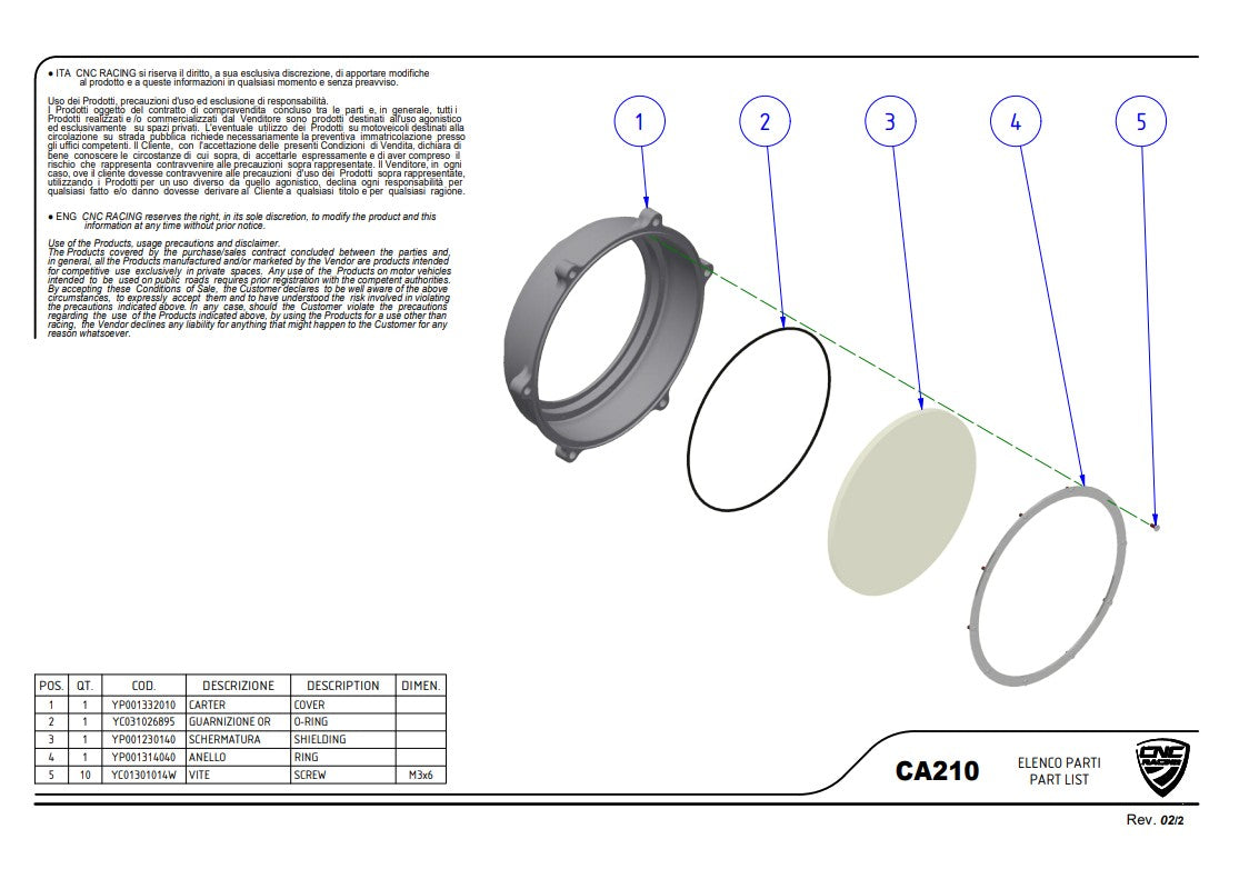 Cap de couplage transparent Troy Bayliss Édition Limitée CNC Racing Ducati Panigale V4/S (2025) CA210TB 