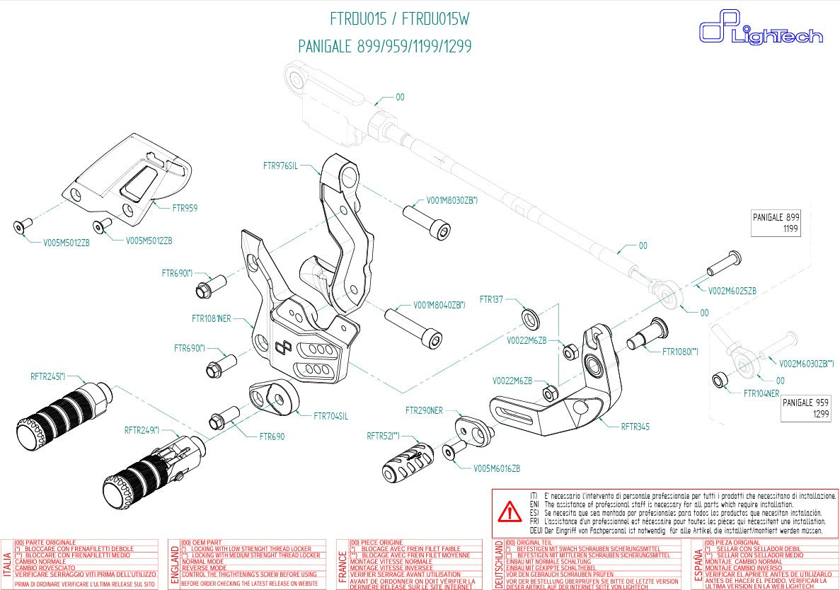 Système de freinage LighTech Ducati Panigale 899 (13-16) FTRDU015/W 
