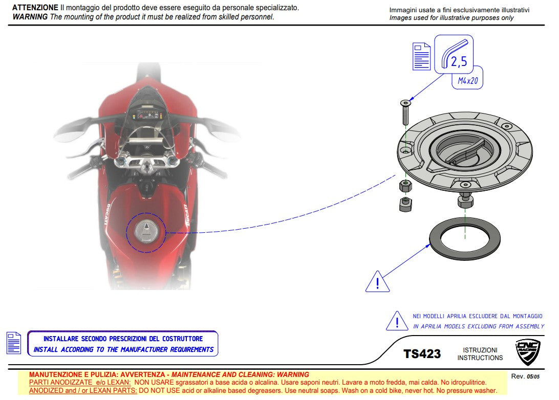 Bouchon de réservoir avec fermeture rapide Pramac Racing Édition Limitée CNC Racing Ducati Panigale V4/S (2025) TS423PR 