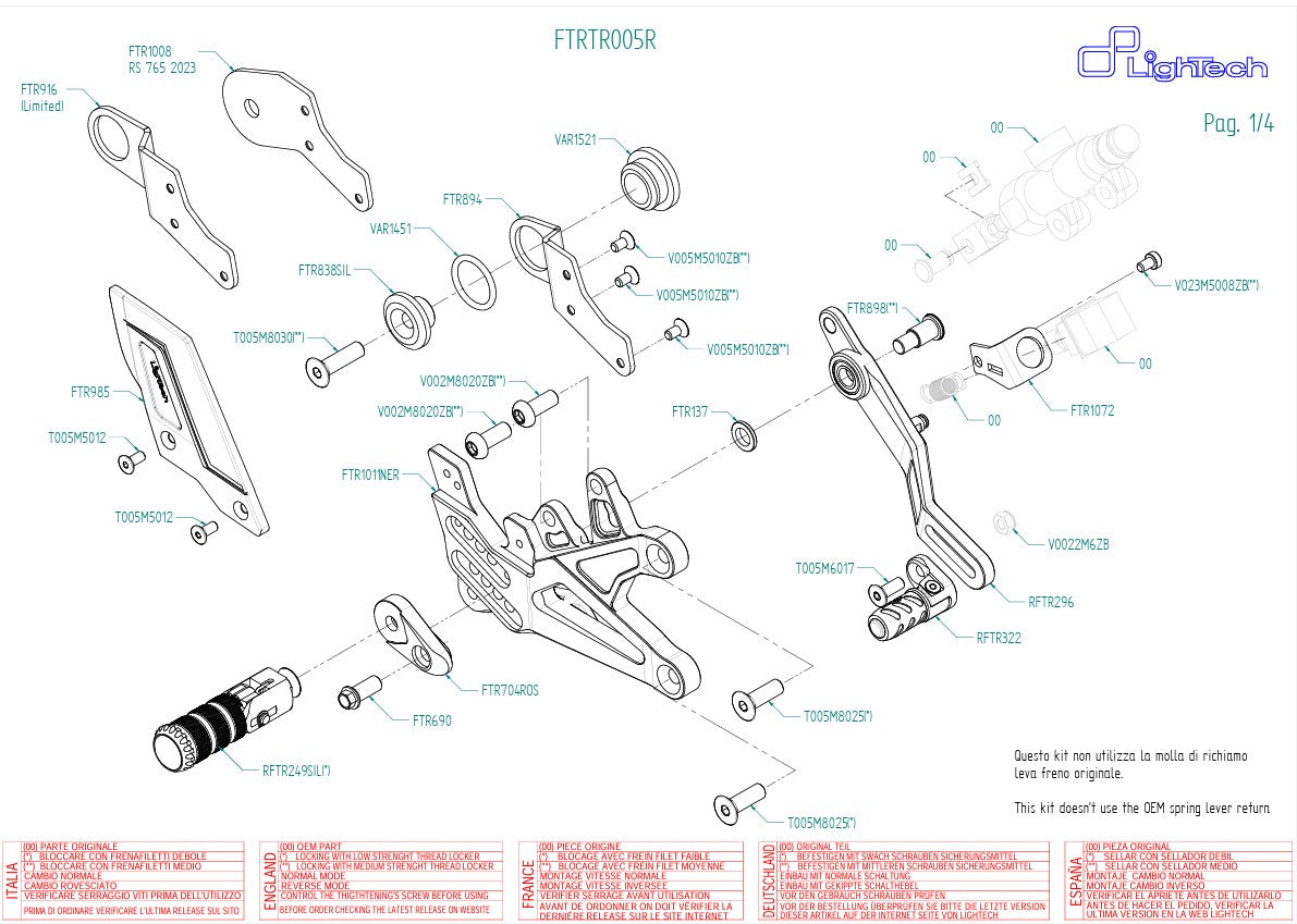 Système de frein R LighTech Triumph Daytona 675/765 (13-21) FTRTR005R 