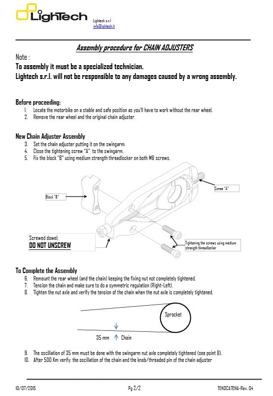 Tendeur de chaîne LighTech Yamaha YZF-R1/M RN32 RN49 (15-19) TEYA003 