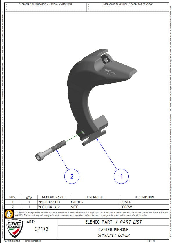 Couverture de pignon en aluminium CNC Racing Ducati Panigale V4/S (2025) CP172 