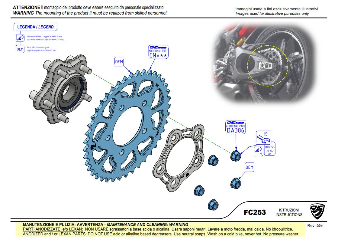 Porte-sprocket CNC Racing Ducati Panigale V4/S (2025) FC253 