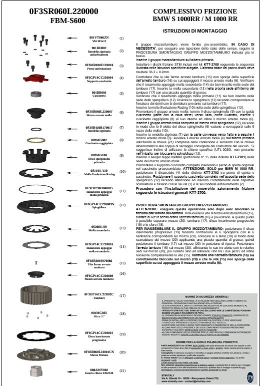 Kit d'embrayage à sec STM BMW S1000RR K67 (19-25) KTT-2700 