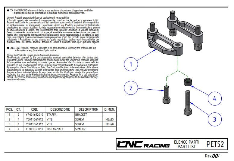 Plaques de couverture en aluminium CNC pour repose-pieds passager Racing Ducati Panigale V4/S (2025) PET52 