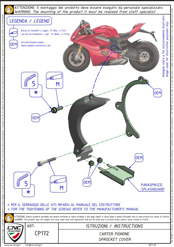 Couverture de pignon en aluminium CNC Racing Ducati Panigale V4/S (2025) CP172 